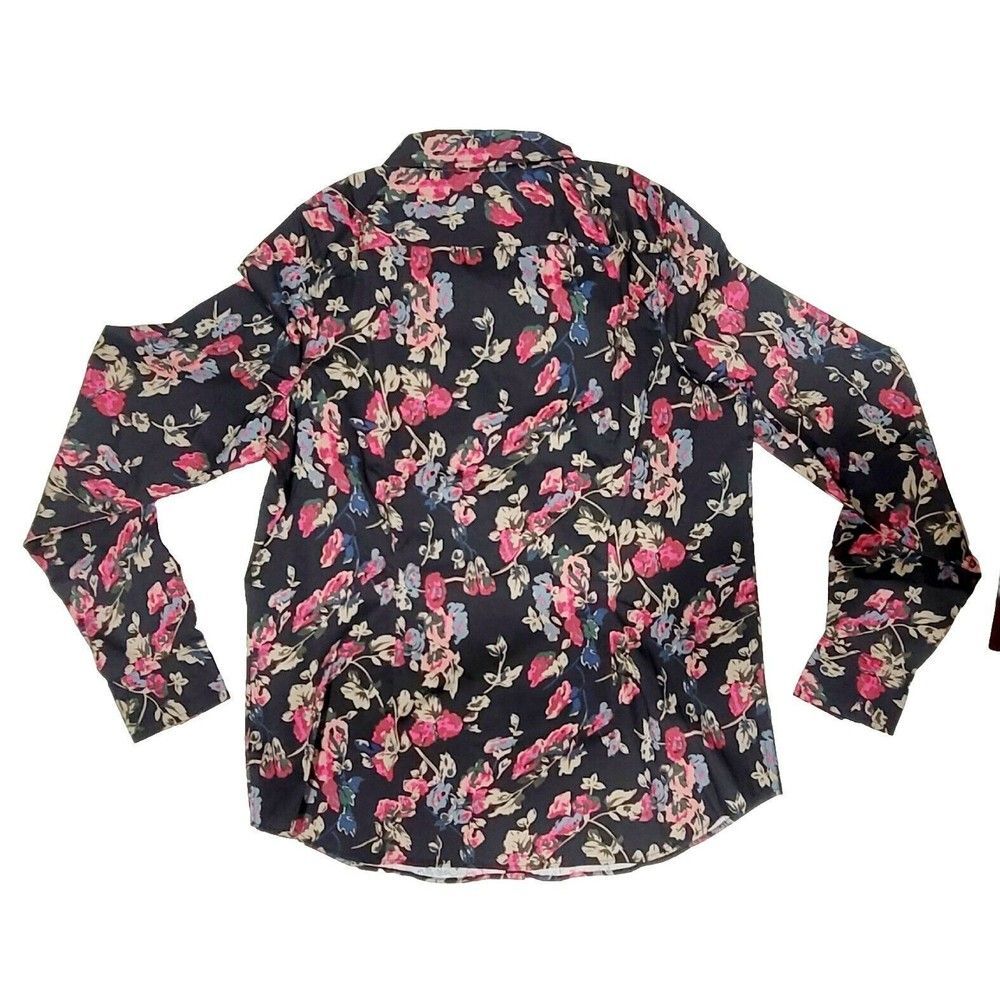 CHAPS Women's Size M Easy Care Button Up No Iron Stretch Modal Floral Blouse - Picture 3 of 16